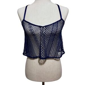Victoria's Secret NWT Crochet Blue Cropped Top Women S